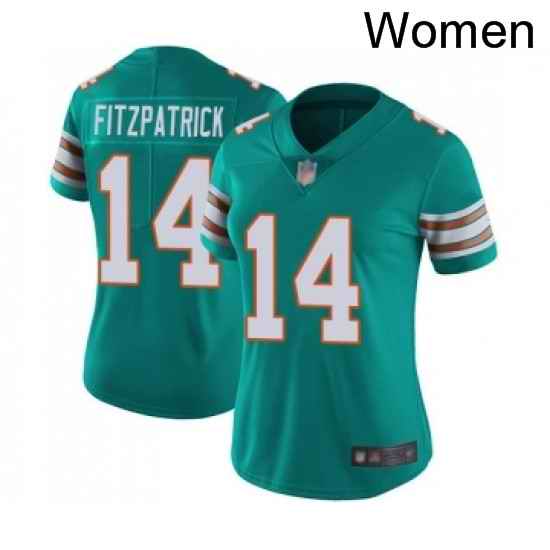 Womens Miami Dolphins 14 Ryan Fitzpatrick Aqua Green Alternate Vapor Untouchable Limited Player Football Jersey